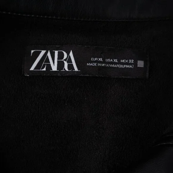 ZARA black faux-leather button up top size XL - Picture 2 of 9